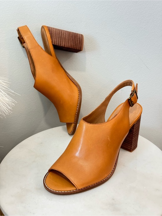 Madewell Shoes - Madewell Cognac Slingback Open-Toe Block Heel Sandals Sz 10